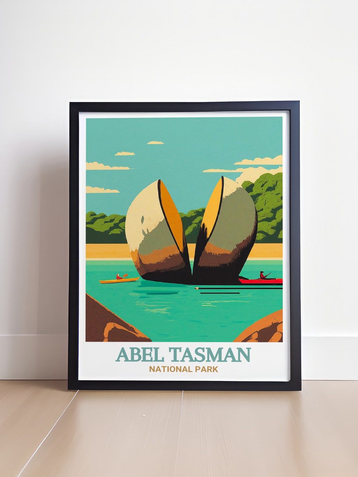 Abel Tasman Split Apple Rock Kayakers New Zealand Travel Poster - Image 4