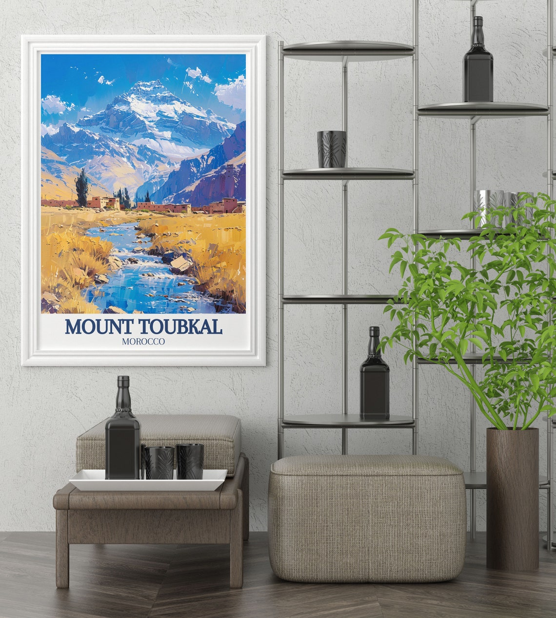 Mount Toubkal Morocco Snow Peak Berber Village Stream Poster - Image 3