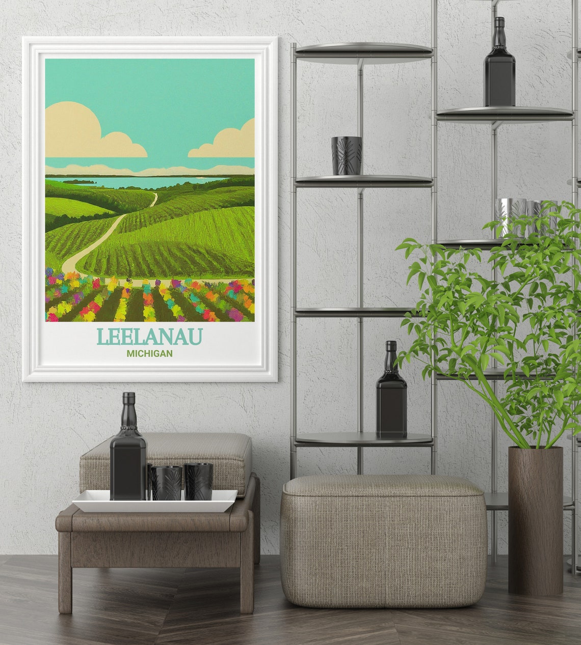 Leelanau Michigan Wine Trail Vineyard Rows Flower Fields Poster - Image 3