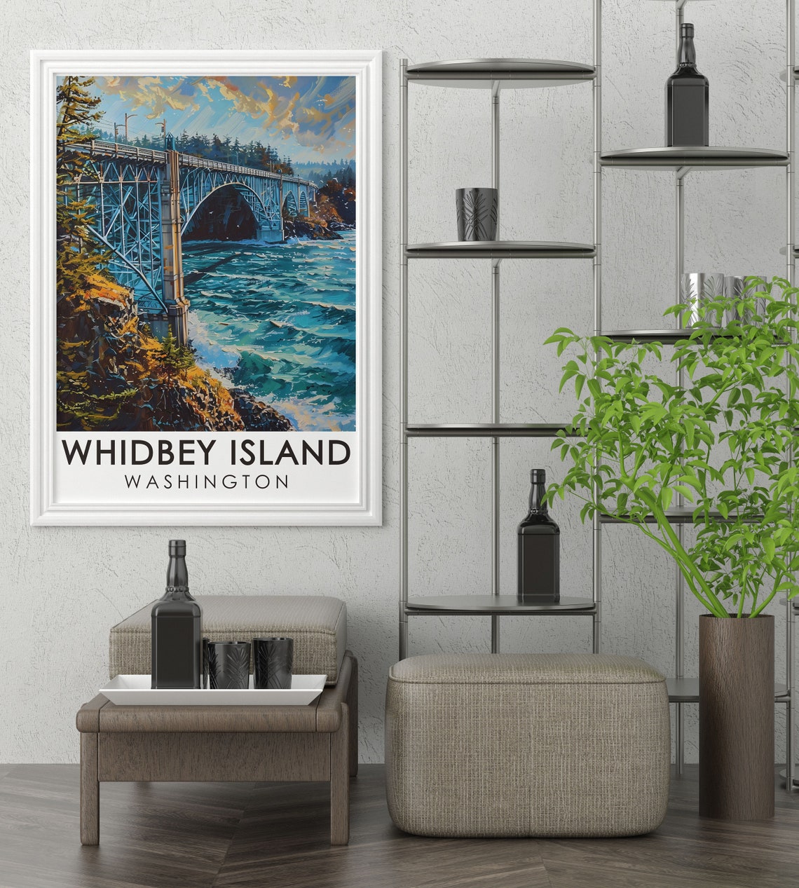 Deception Pass Bridge Over Turquoise Waters of Whidbey Island Poster - Image 2