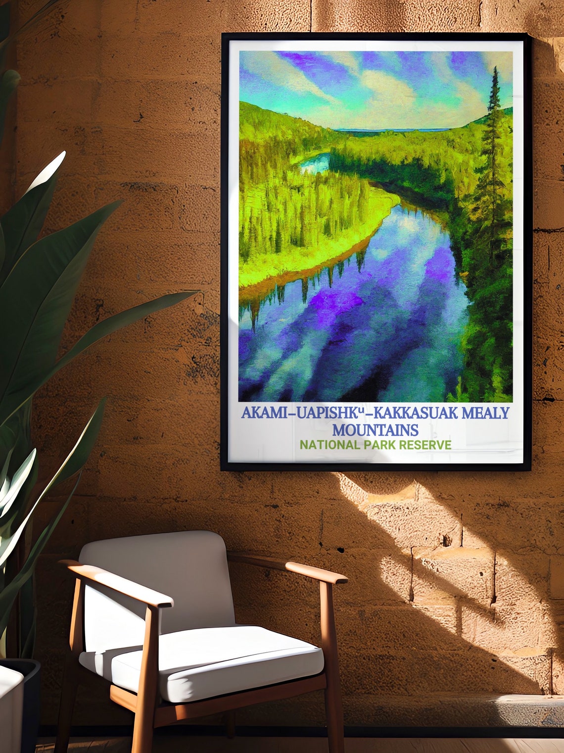 Mealy Mountains Eagle River Through Boreal Forest Art Poster - Image 3