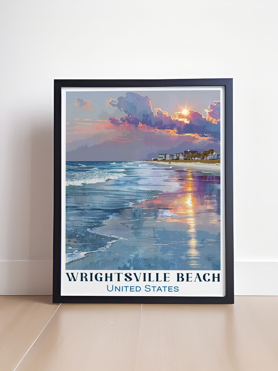 Wrightsville Beach Sunset Waves North Carolina Travel Poster - Image 4