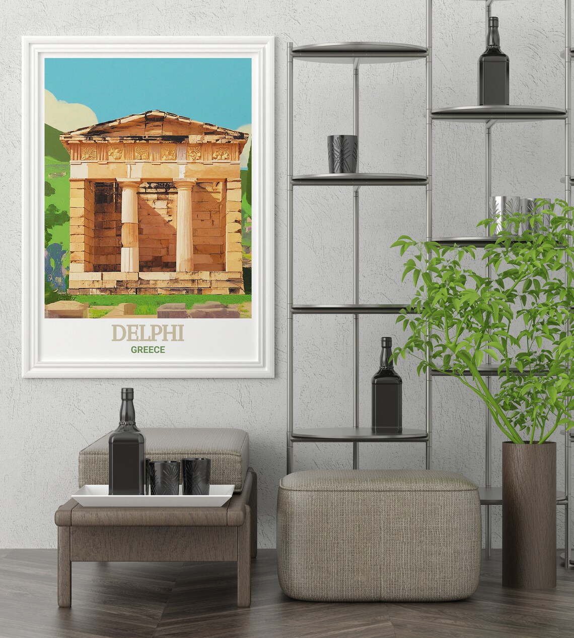 Athenian Treasury Building At Delphi Greece Vintage Travel Poster - Image 2