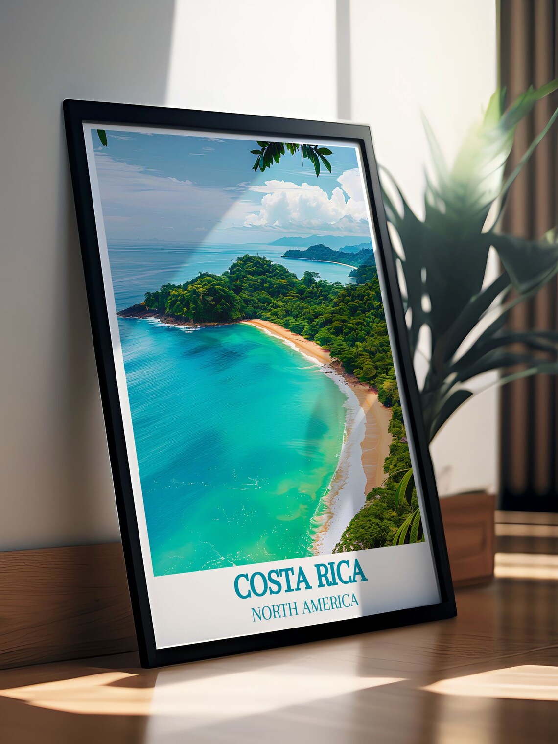 Costa Rica Tropical Beach Aerial Turquoise Ocean Travel Poster - Image 2