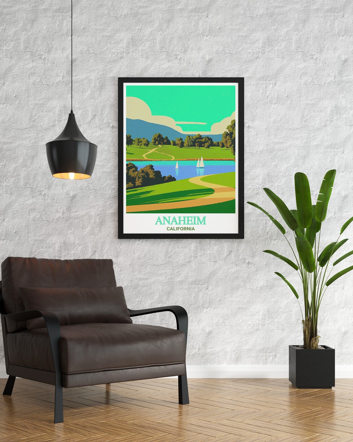 Anaheim California Yorba Regional Park Sailboats Lake Scenic Poster - Image 3