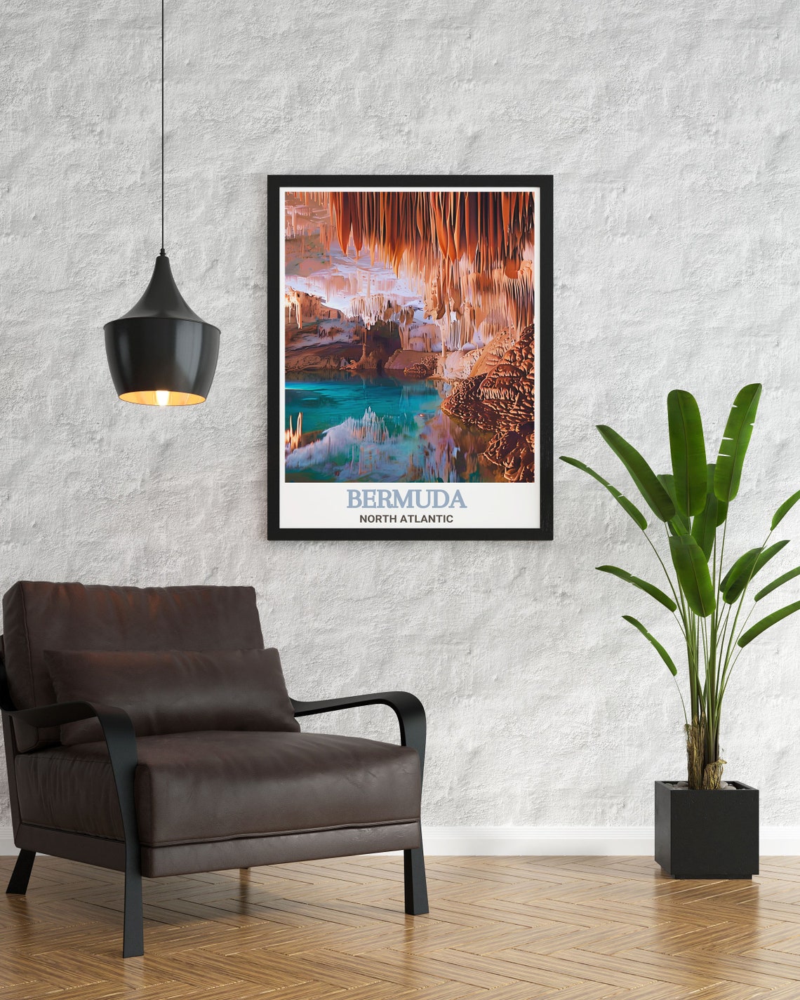 Bermuda Crystal Cave Stalactites Over Underground Pool Poster - Image 3