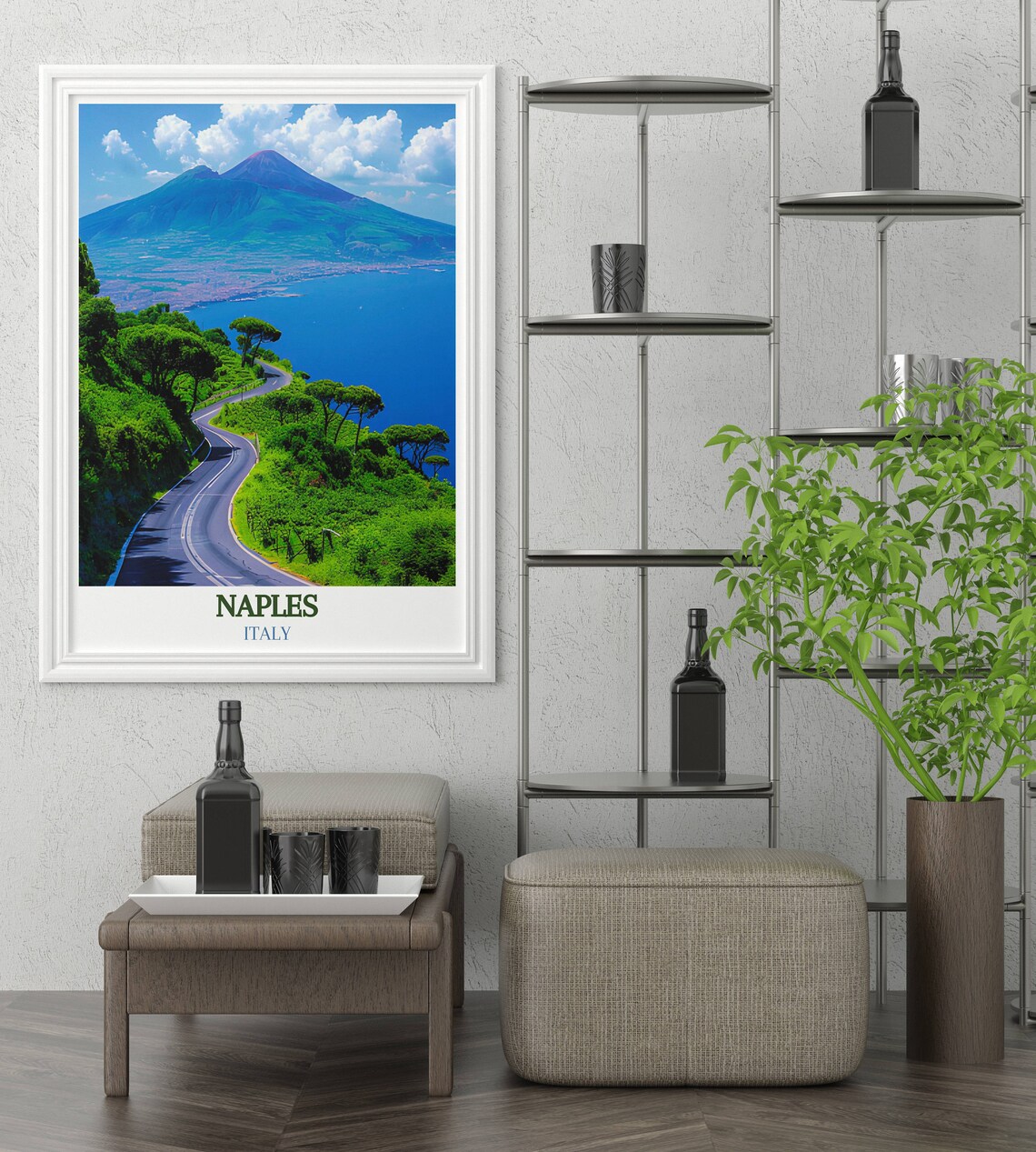 Naples Italy Winding Coastal Road Overlooking Mount Vesuvius Poster - Image 4
