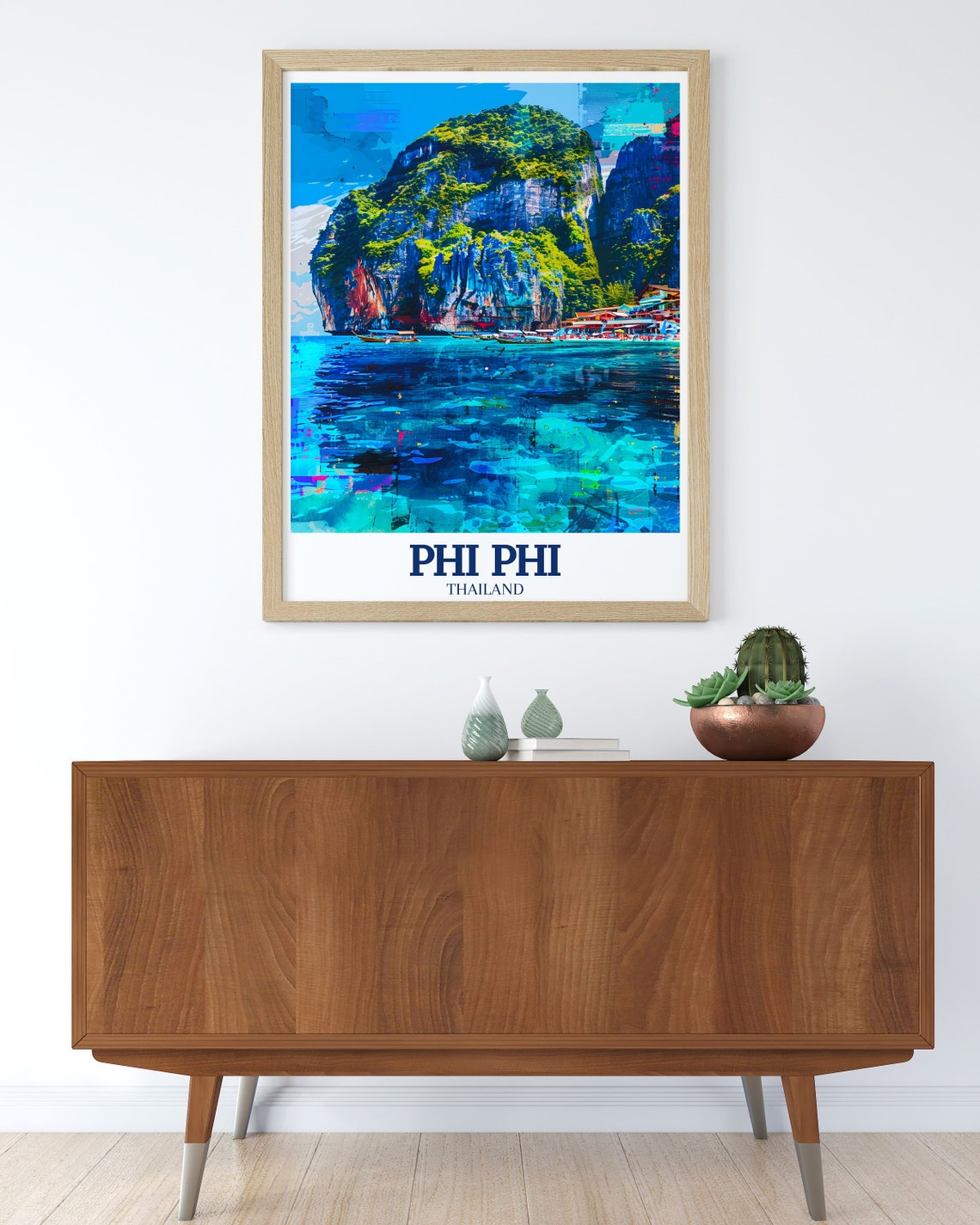 Phi Phi Thailand Towering Limestone Cliffs Longtail Boats Poster - Image 2
