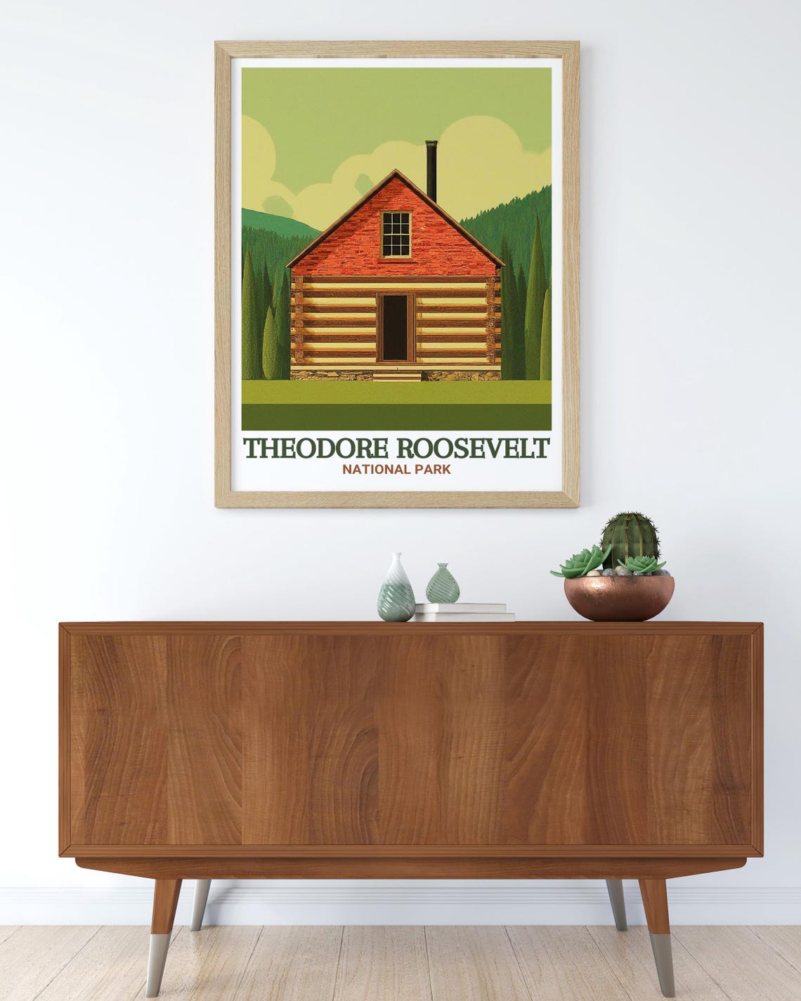 Theodore Roosevelt National Park Rustic Log Cabin Travel Poster - Image 3