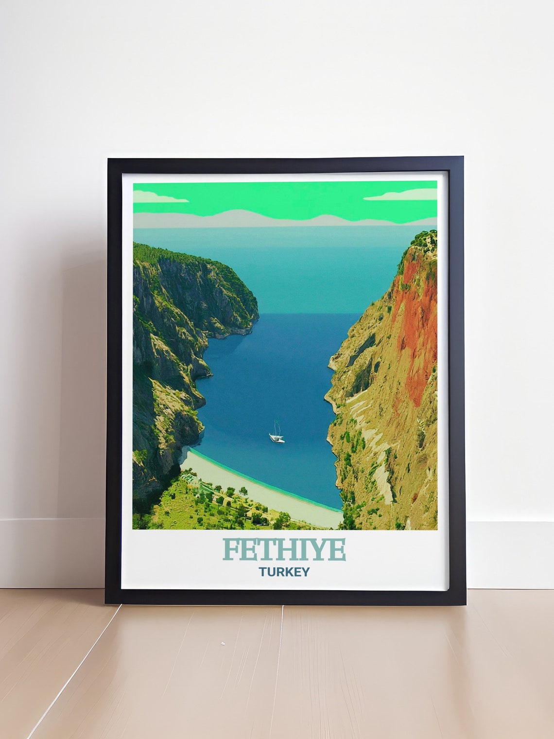 Fethiye Turkey Butterfly Valley Blue Bay Cliffs Scenic Poster - Image 4