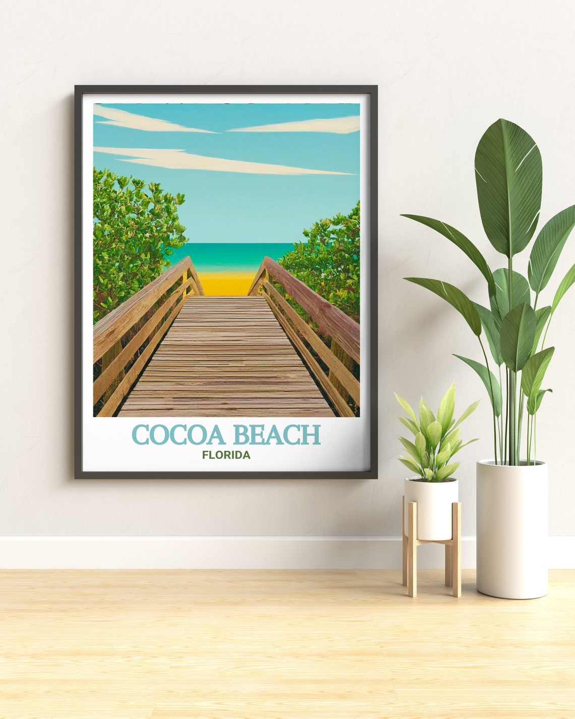 Cocoa Beach Florida Boardwalk Over Dunes Ocean View Travel Poster - Image 3