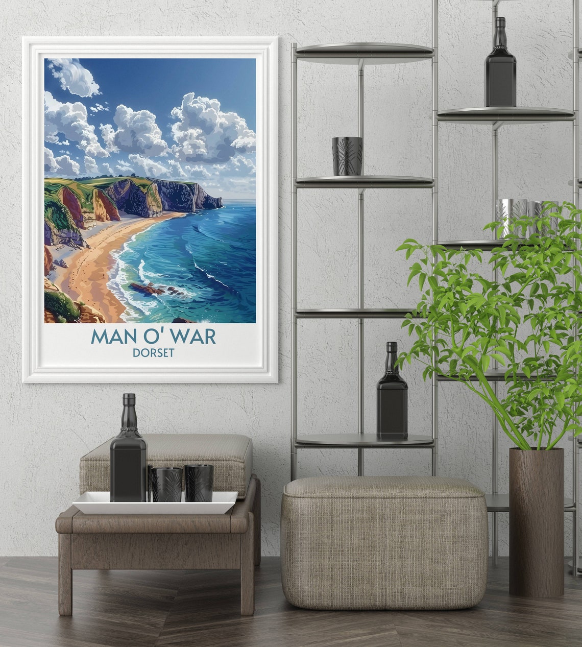 Man O War Dorset Jurassic Coast Beach Beneath Golden Cliffs Poster - Image 2