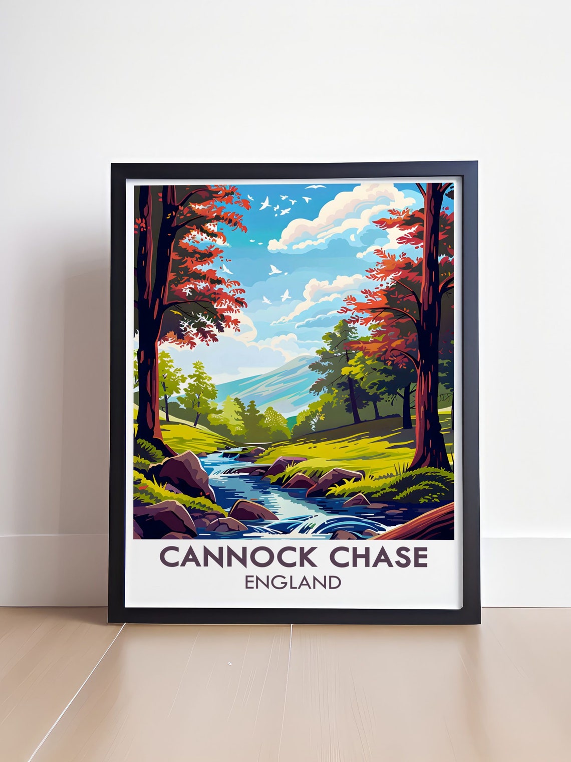 Cannock Chase England Autumn Stream in Sherbrook Valley Travel Poster - Image 4