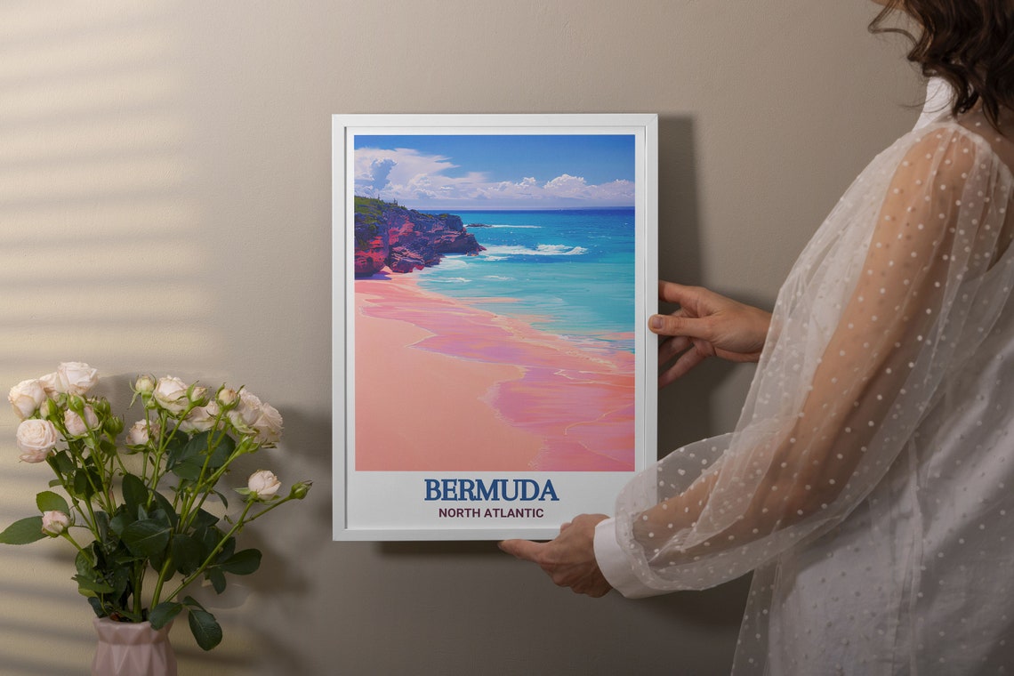 Bermuda Horseshoe Bay Pink Sand Beach And Turquoise Ocean Poster - Image 3