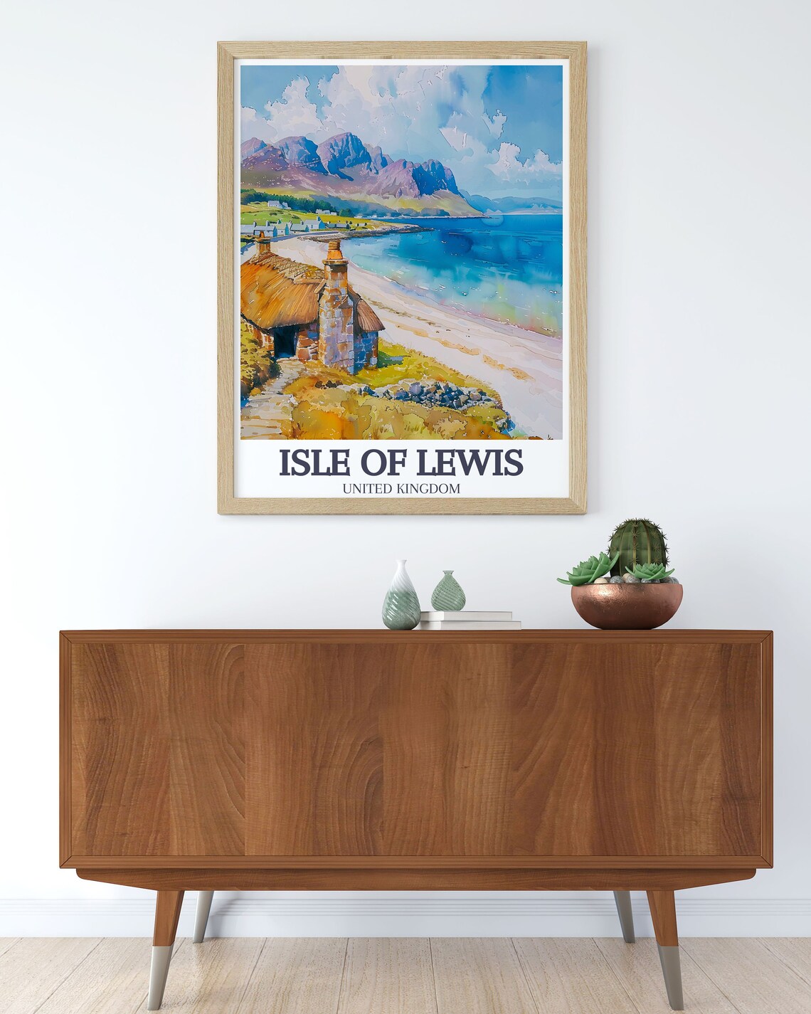 Isle Of Lewis Blackhouse Cottage On Sandy Hebrides Beach Poster - Image 2