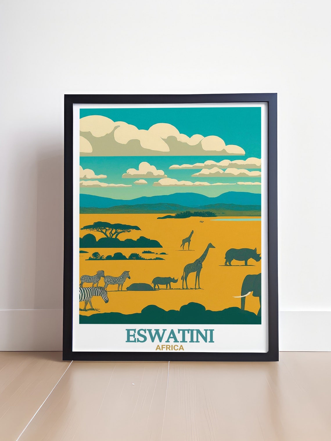 Eswatini Africa Safari Wildlife Giraffe Zebra Savannah Poster - Image 4