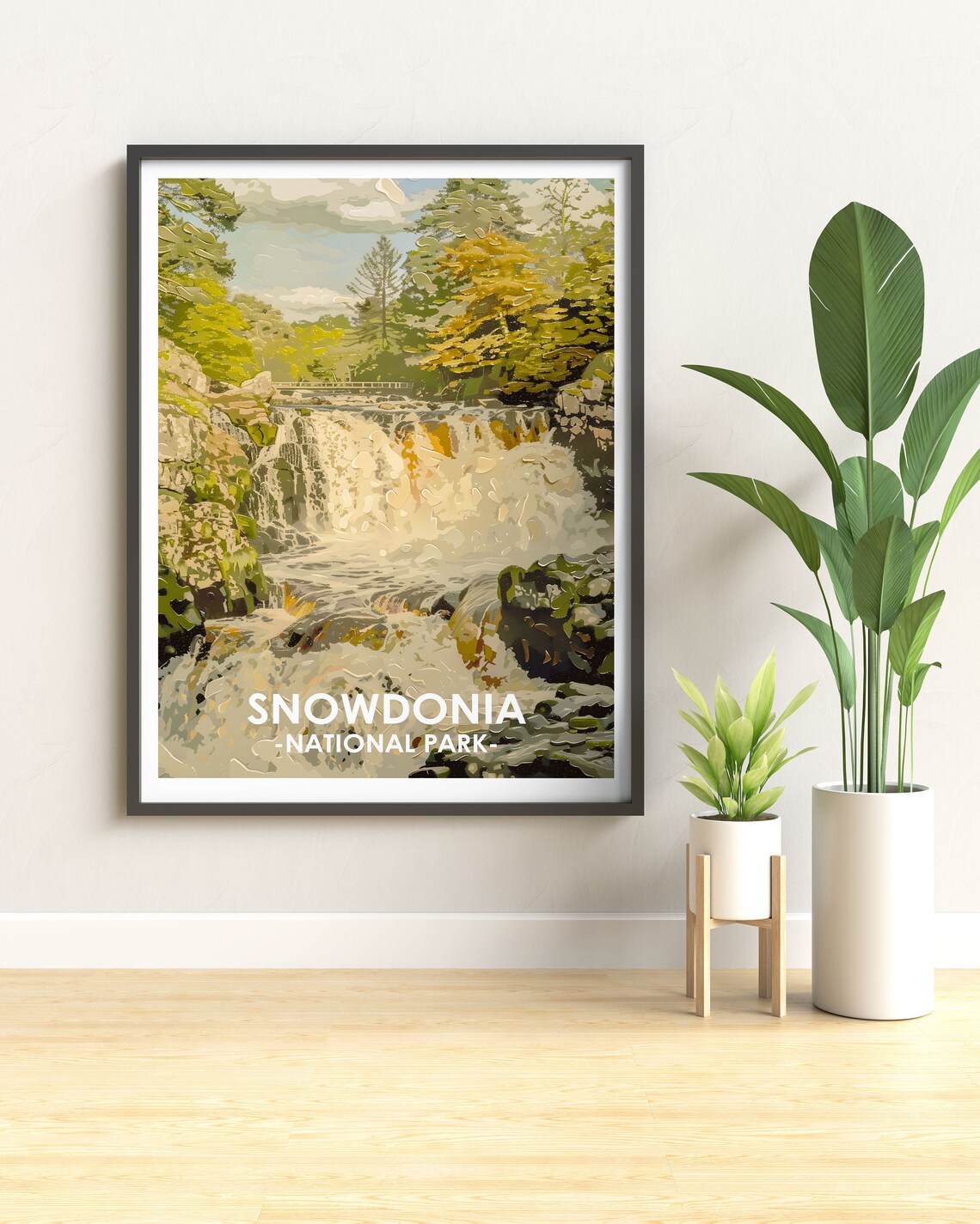 Snowdonia National Park Waterfall Rapids Welsh Art Travel Poster - Image 2