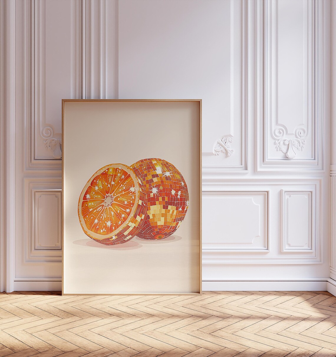 Disco Fruit Print, Glam Orange Poster Art Print - Image 2