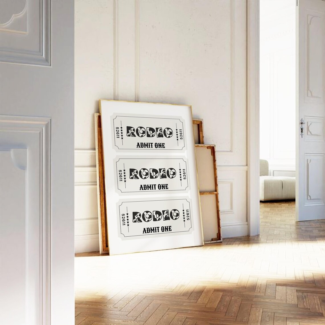 Rodeo Admit One Cow Spot Ticket Trio Preppy Western Wall Art - Image 3