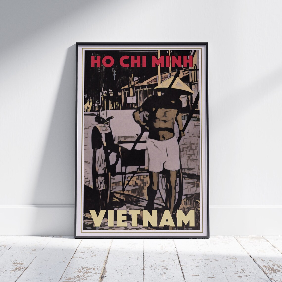 Ho Chi Minh City Cyclo Driver Vintage Street Travel Poster Vietnam