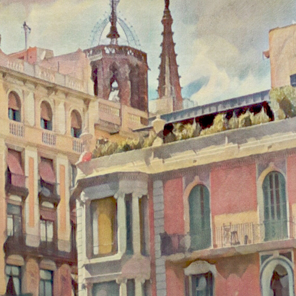 Barcelona Cataluna Bustling City Square Spain Vintage Travel Poster - Image 4