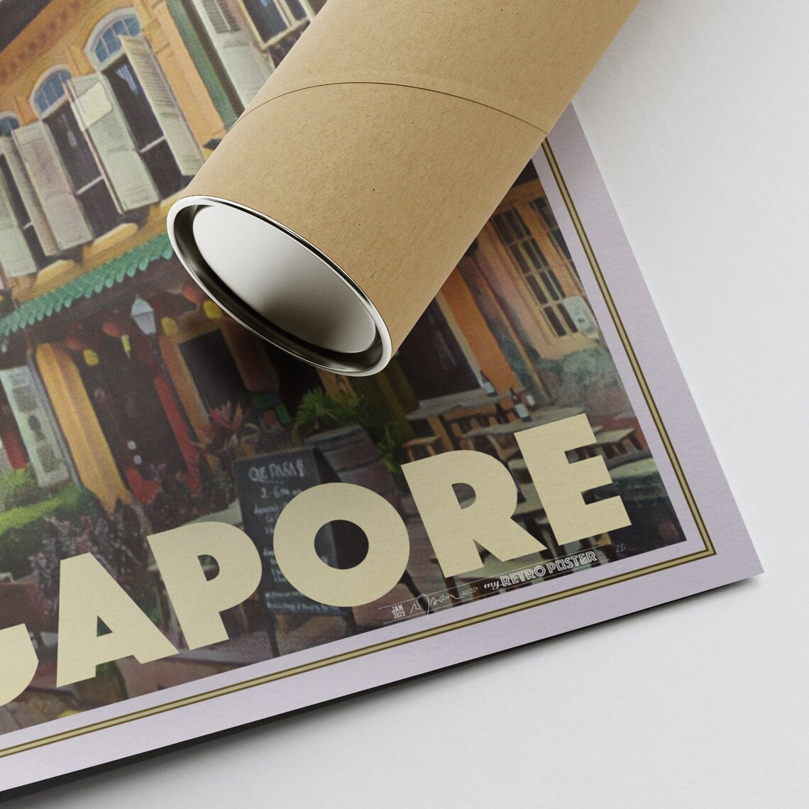 Singapore Emerald Hill Shophouses Skyscrapers Retro Travel Art Poster - Image 2