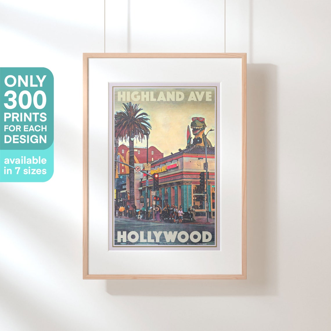 Los Angeles Poster Highland Hollywood By Alecse Limited Edition Los Angeles Travel Poster California Gallery Wall Print Of Hollywood - Image 3