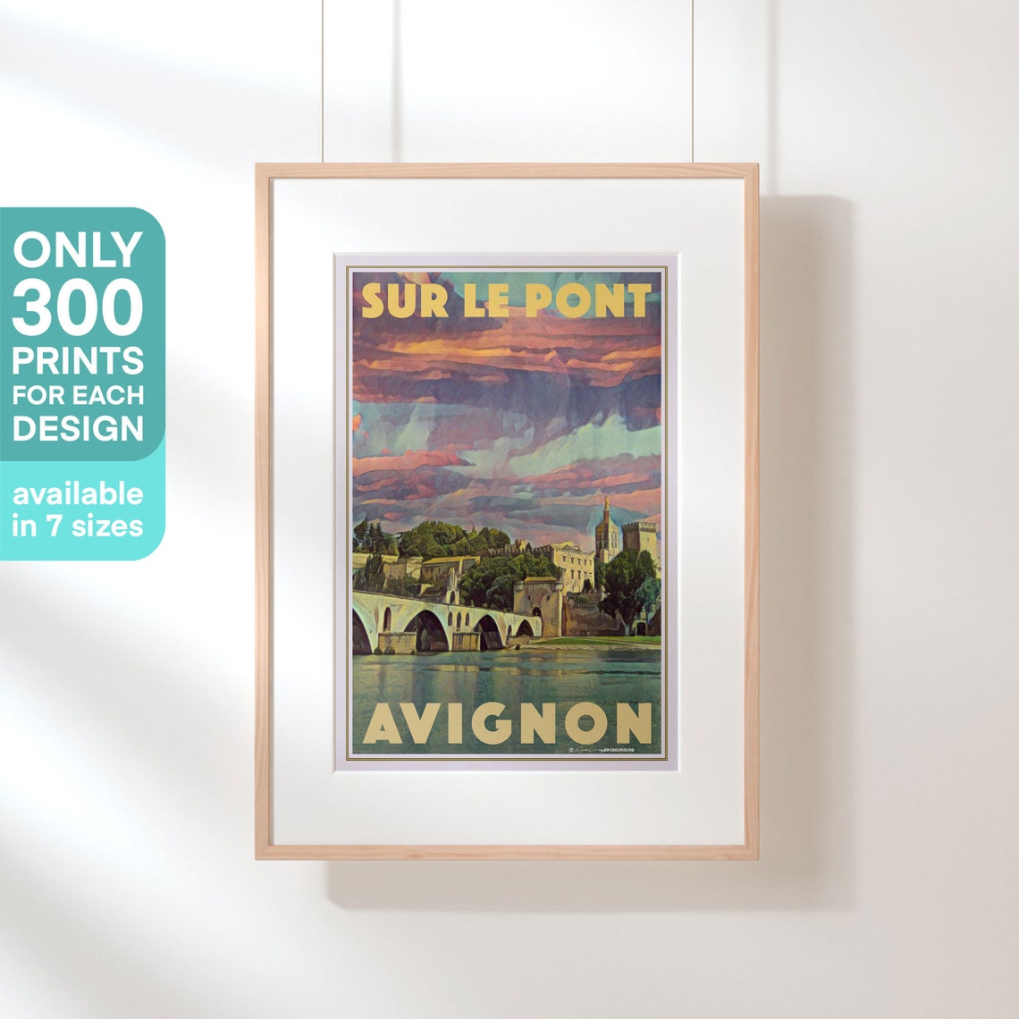 Avignon Poster On The Bridge By Alecse Limited Edition France Travel Poster Of Avignon Vaucluse Poster France Gallery Wall Print - Image 3