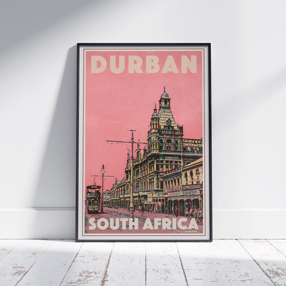 Durban Poster West Street By Alecse Limited Edition South African Travel Poster Durban Print Durban Travel Wall South Africa Print
