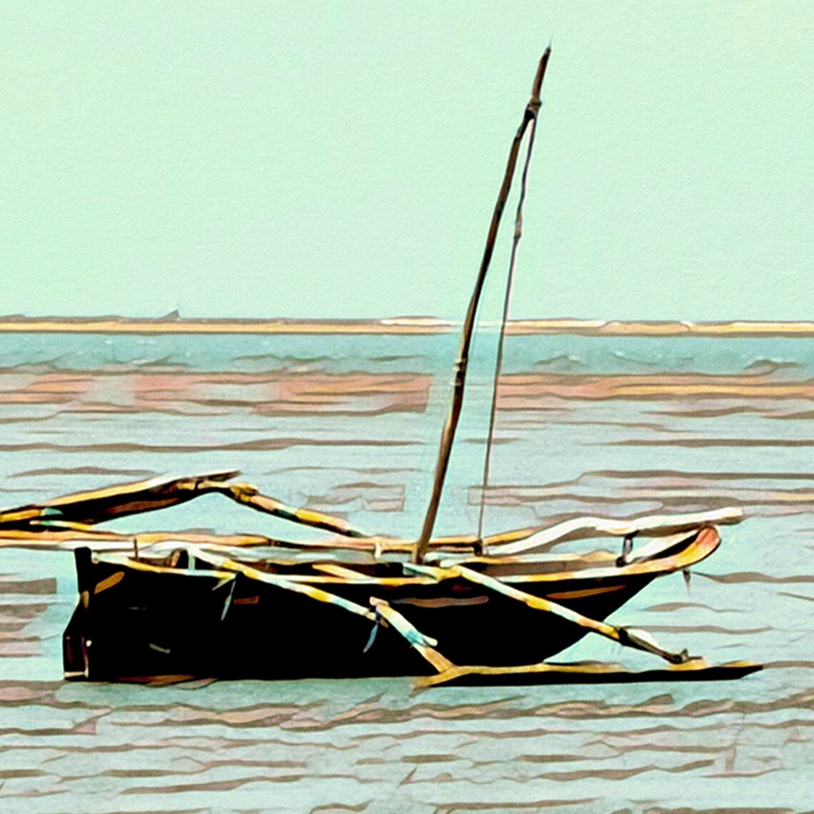 Lamu Kenya Fishing Boat Beach Vintage Travel Poster Africa Art - Image 4