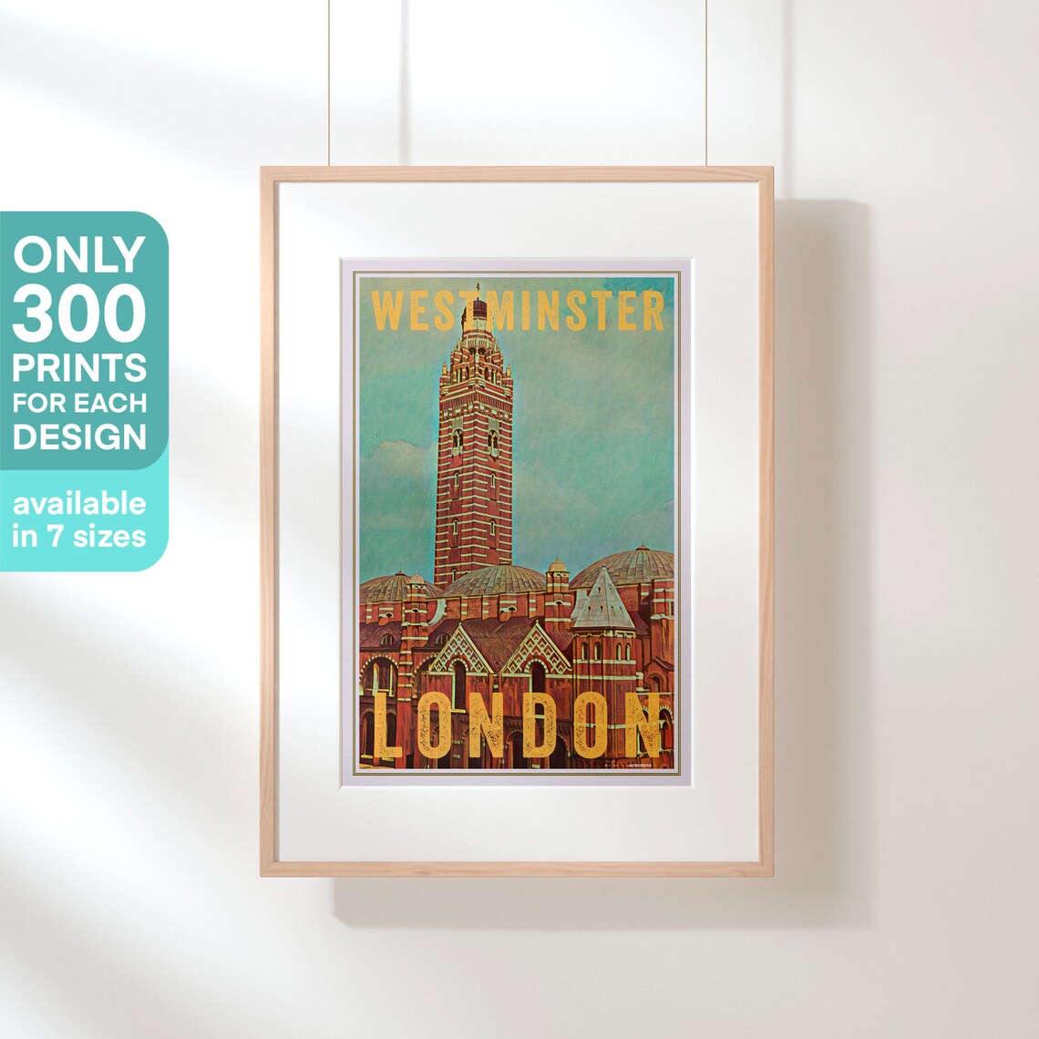 Westminster London Cathedral Red Brick Tower Vintage Travel Poster - Image 3