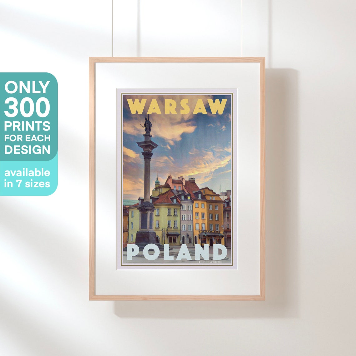 Warsaw Poland Castle Square Sigismund Column Vintage Travel Poster - Image 3