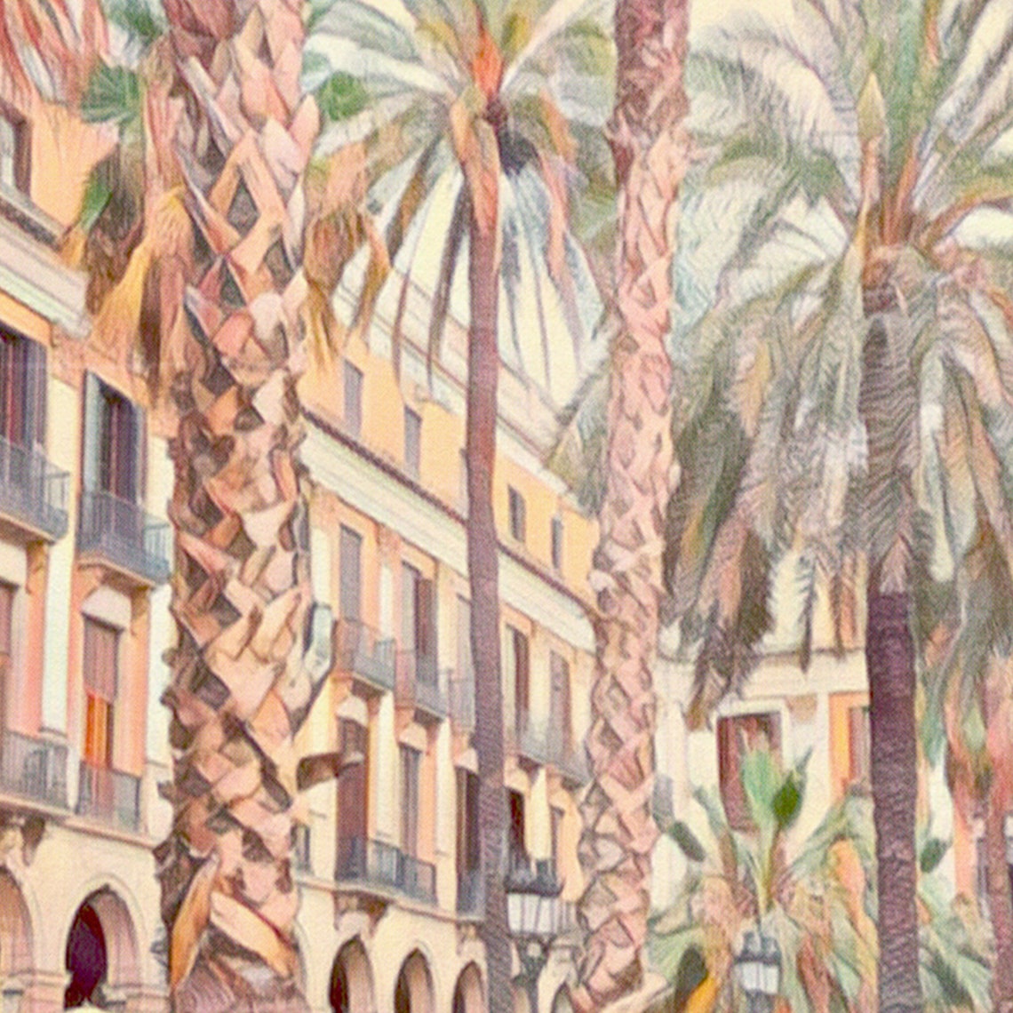 Placa Reial Palm Square Barcelona Spain Vintage Travel Poster - Image 4