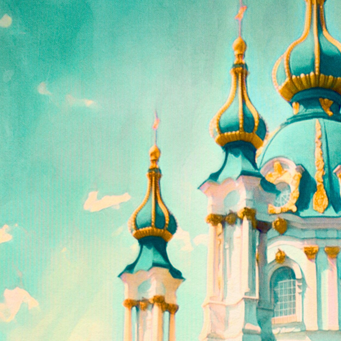 St Andrew Church Golden Domes Kyiv Ukraine Vintage Travel Poster - Image 4