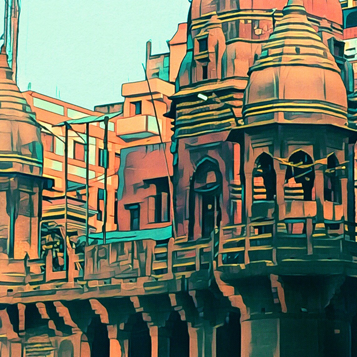 Varanasi Ganga River Ghats and Temples Vintage Travel Poster India - Image 4
