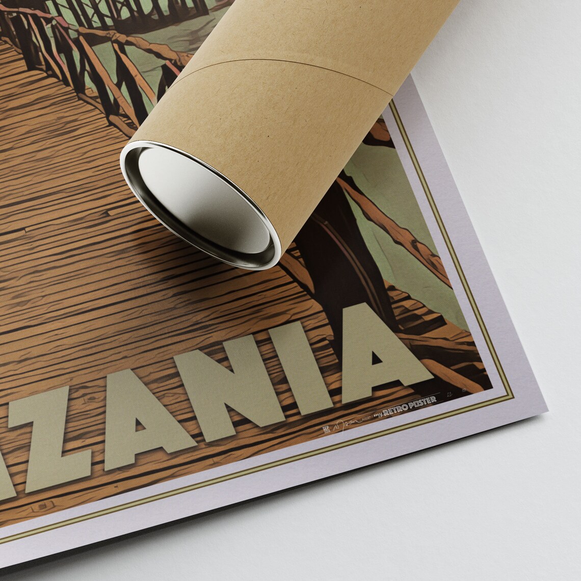 Zanzibar Tanzania Overwater Thatched Hut Wooden Pier Travel Poster - Image 3