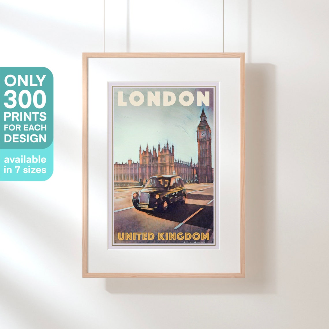 London Poster Black Cab By Alecse Limited 300ex London Travel Poster Uk Travel Poster Black Cab Print Poster Of London Taxi Uk - Image 3