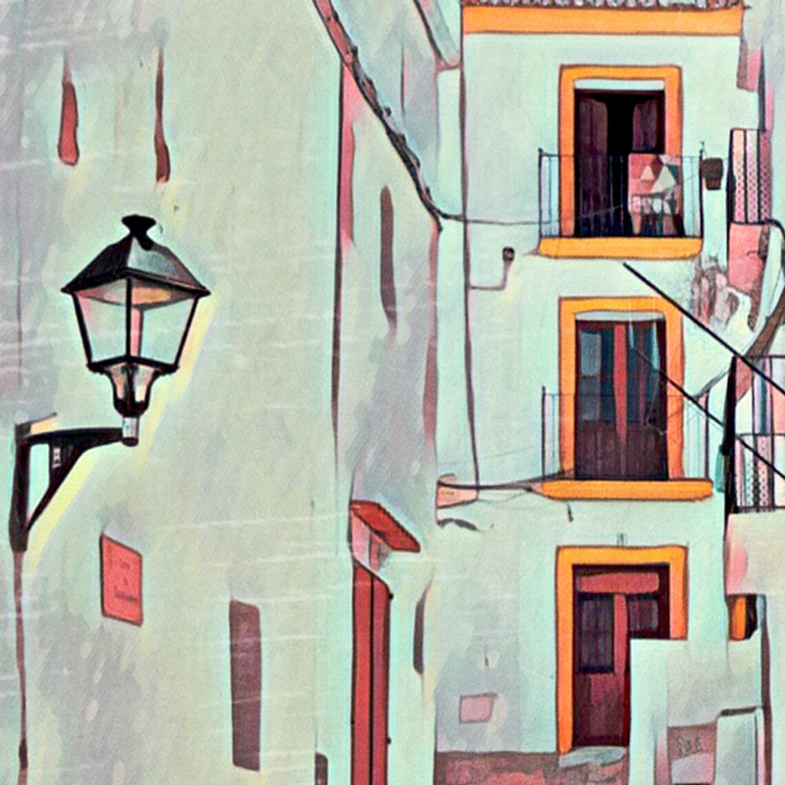 Ibiza Old Street Islas Baleares Spain Retro Sunlit Travel Poster - Image 4
