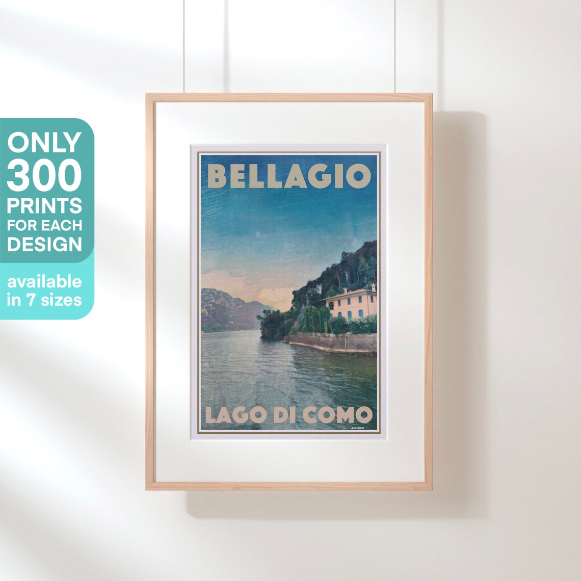 Bellagio Lago di Como Lakeside Villa Italy Retro Travel Poster - Image 3