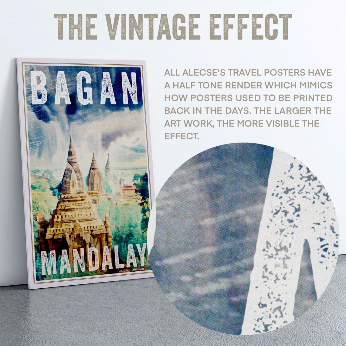 Bagan Mandalay Myanmar Retro Travel Poster Ancient Temple Artwork - Image 2