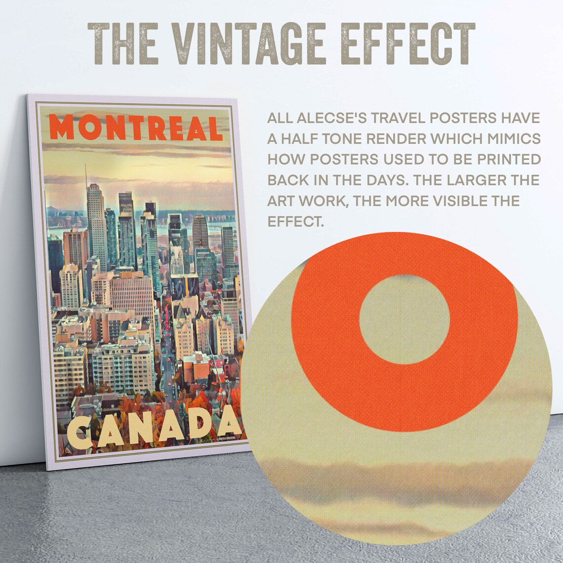 Montreal Canada Skyline at Sunset Vintage Retro Travel Poster - Image 2