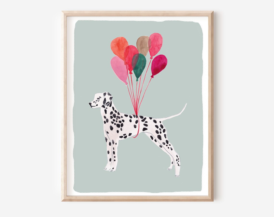 Dalmatian Dog and Balloon Nursery Wall Art Print