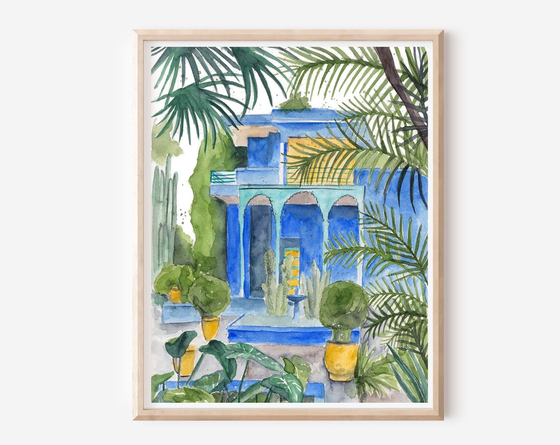 Jardin Majorelle Marrakech Botanical Travel Poster