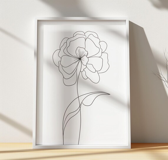 Abstract Flower Line Art Minimalist Floral Outline Botanical Poster