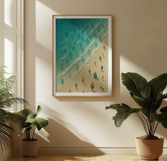 Minimalist Beach Print Blue Ocean Coastal Wall Art