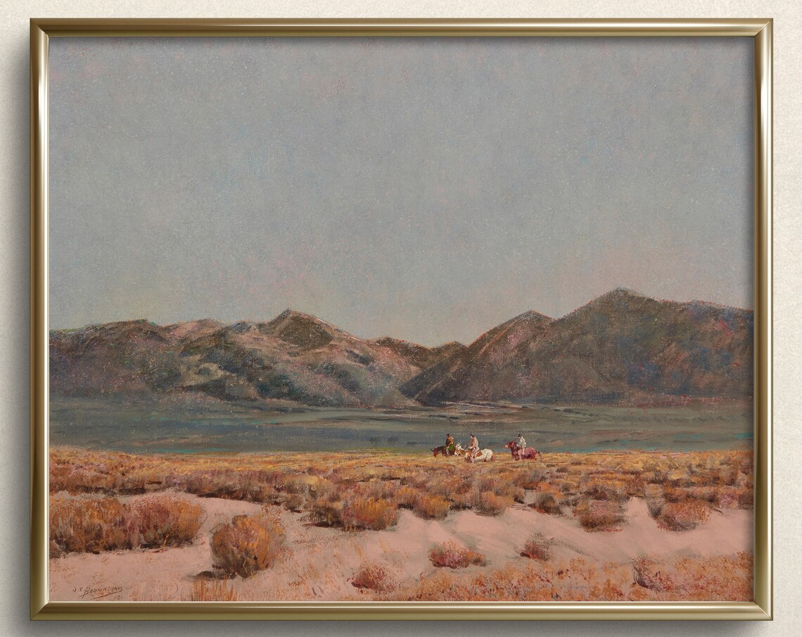 Sagebrush In December, Vintage Desert Art Print