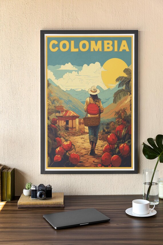 Colombia Travel Poster Vintage Style Home Print Wall Art Vacation Souvenir Frame Not Included