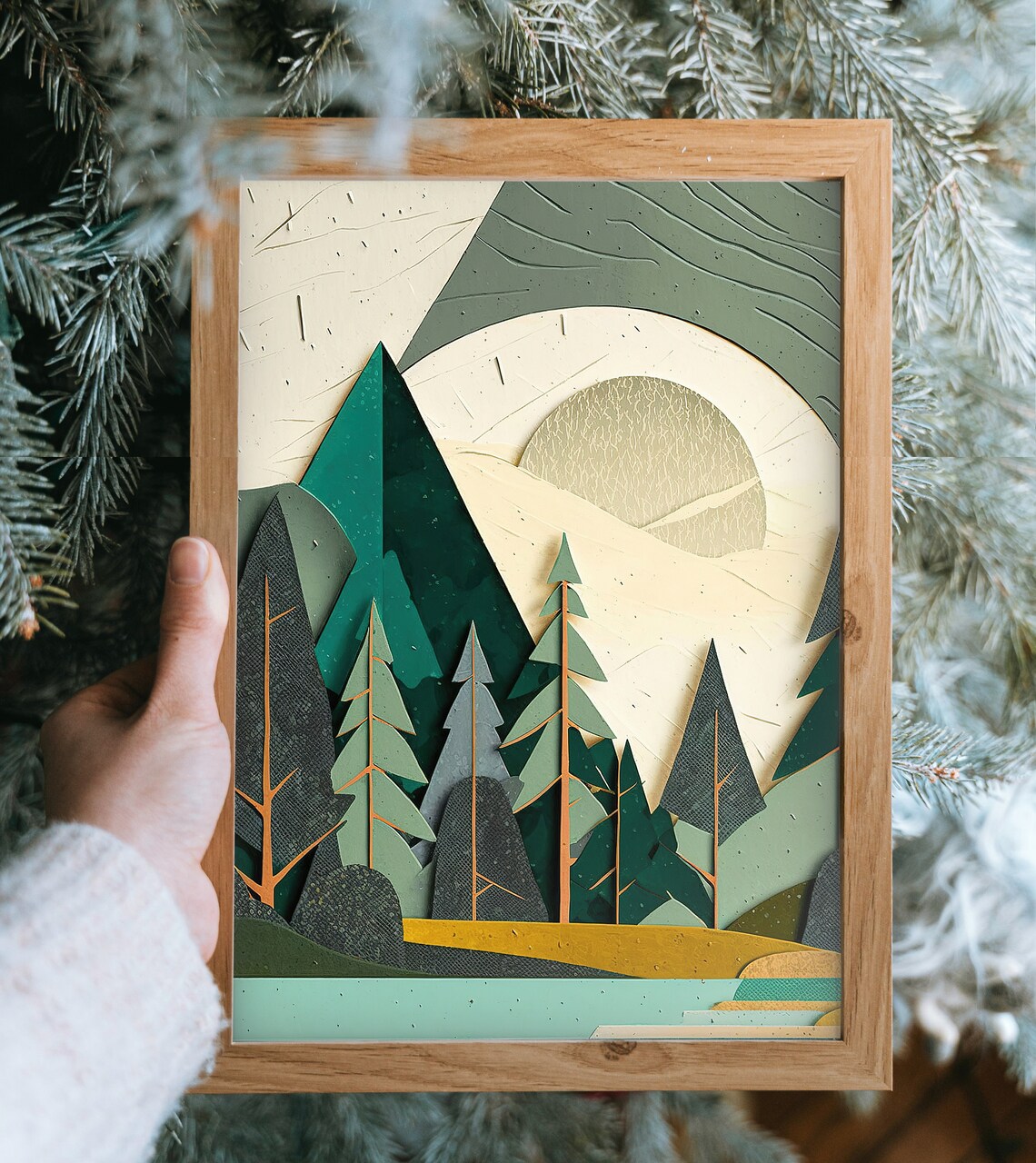 Paper Cutout Nature Art Print, Rustic Lake House Decor - Image 3