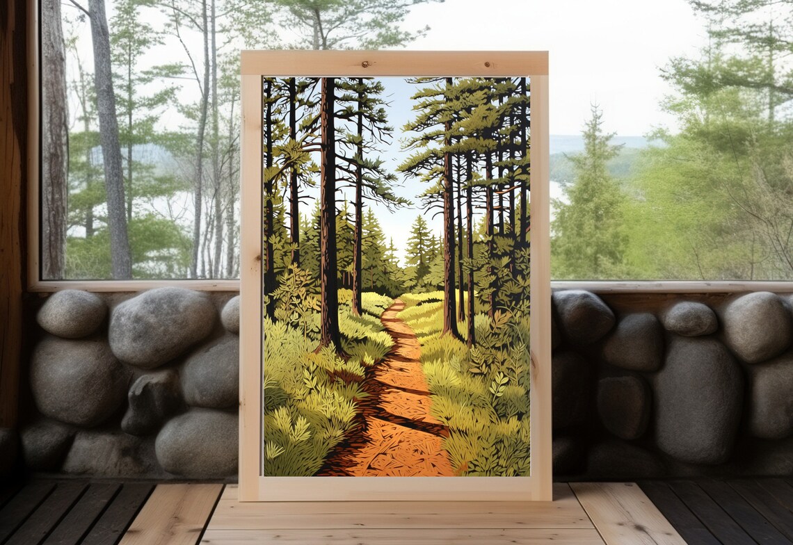 Vintage Forest Trail Print, Minnesota Lake Superior - Image 5