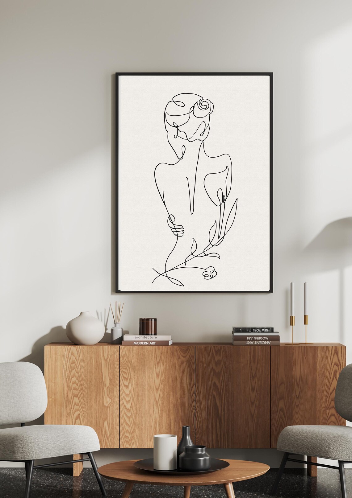 Elegant One Line Female Figure Continuous Drawing Minimalist Poster - Image 2